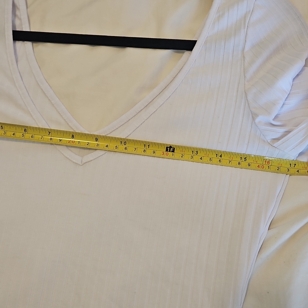 White Ribbed BodyCon Long Sleeve Dress Size L - Picture 5 of 6